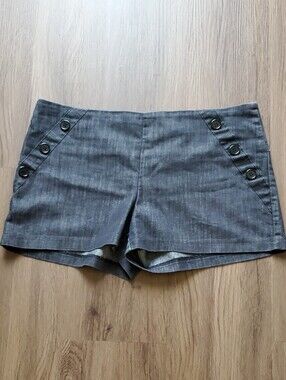 Dots Charcoal Women's High-Waist Button Accent Denim Shorts